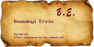 Bossányi Ervin névjegykártya